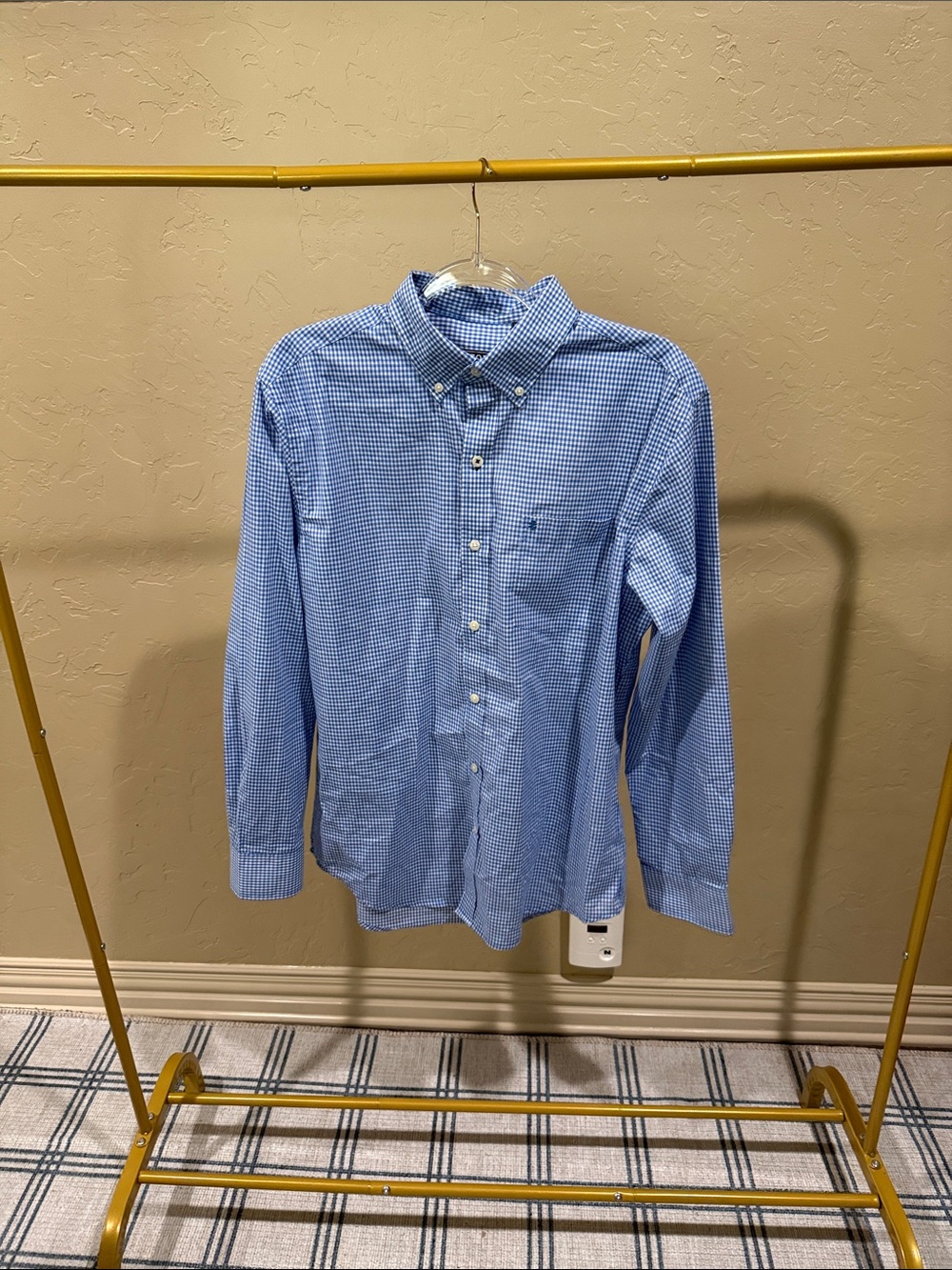 Izod Blue Gingham Button-Down Shirt